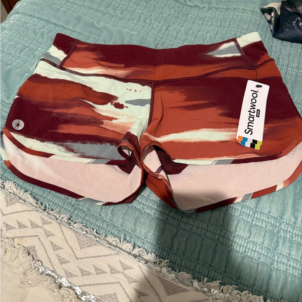 Smartwool Women’s Maroon and Cream Printed Athletic Shorts
